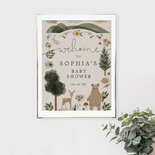 Poster Boho Woodland - Sinal de Boho Chá de fraldas