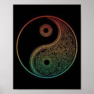Poster Boho Yin Yang Mandala Zen Meditação Taoísmo Tai Ch
