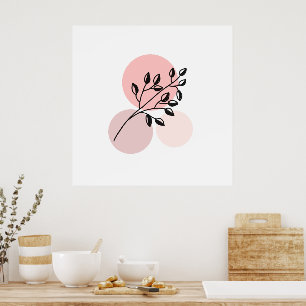 Poster Boho Zen Botânico Em Círculos Rosa E Lilac