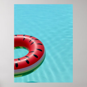 Poster Boia salva-vidas vermelha e verde na piscina de na