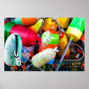 Póster Boias de lagosta no porto de Bass