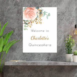 Poster Boias-vindas com rosa floral
