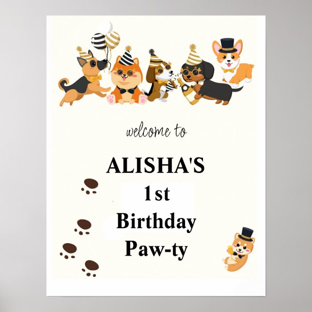 Poster Boinas Pet Dogs Aniversário Bem-vindo (Frente)
