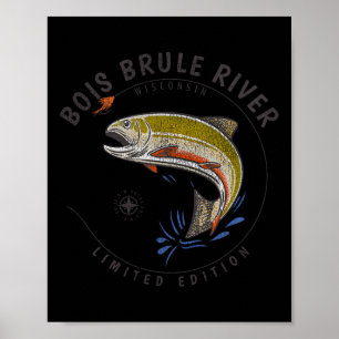 Poster Bois Brule River Wisconsin Voam Pescando Souvenir