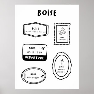 Poster Boise - Coleção de Carimbo de Viagem Design de V