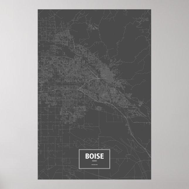Poster Boise, Idaho (branco no preto) (Frente)