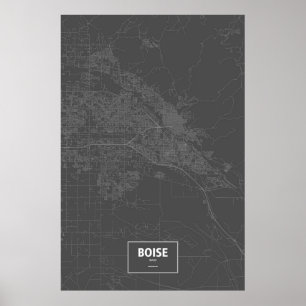Poster Boise, Idaho (branco no preto)