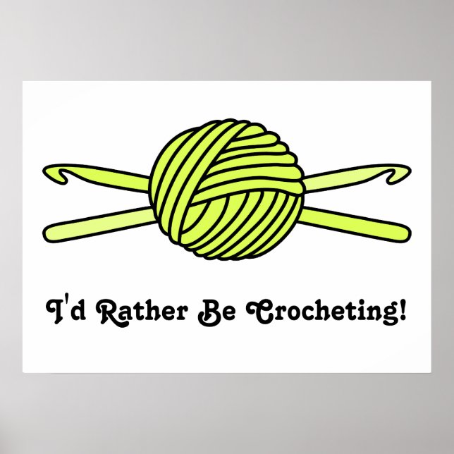 Póster Bola Amarela de Fios e Ganchos de Crochet (Frente)