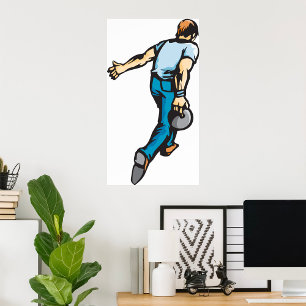 Poster Bola de Atiramento do Jogador da Boliche Retroativ