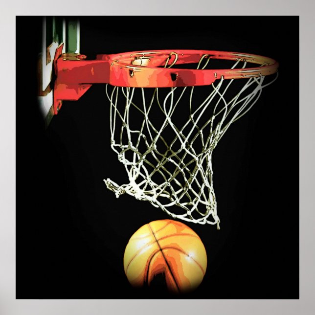 Poster Bola de Basquete Quadrada e Rede (Frente)