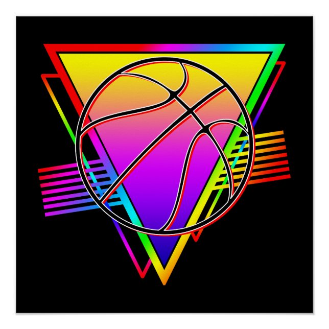 Póster Bola de Basquete Retro Moderna (Frente)