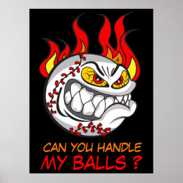 Poster Bola de Beisebol Irritada com Citação, Engraçado