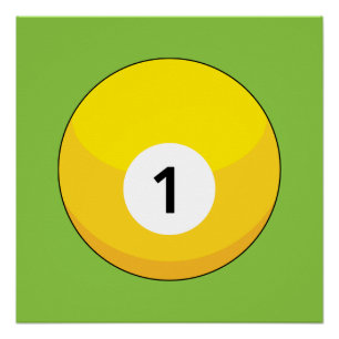 Póster Bola de Bilhar Amarela Número Um