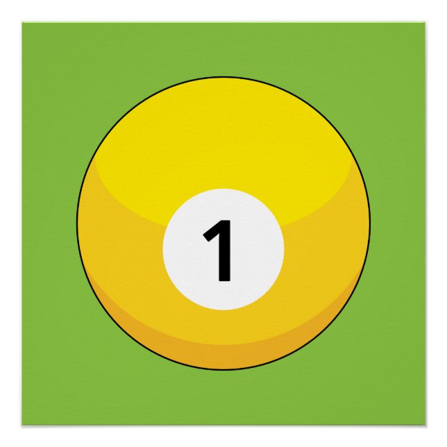 Póster Bola de Bilhar Amarela Número Um (Frente)