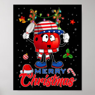 Poster Bola de Boliche de Rena Bandeira Americana Árvore