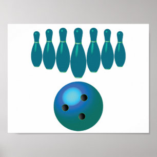 Poster Bola de Boliche e Pinos Esportes Divertidos