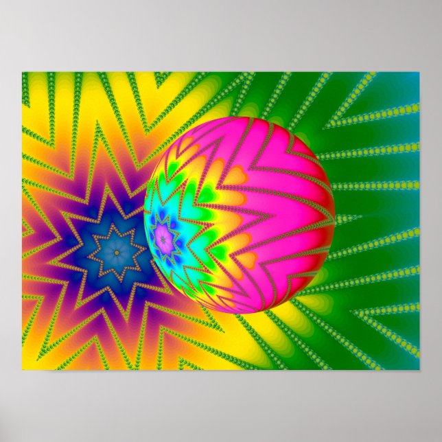 Poster Bola de Brilho Fractal (Frente)