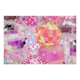 Póster Bola de Dança de Discoteca Rosa Vibrante Colla - P