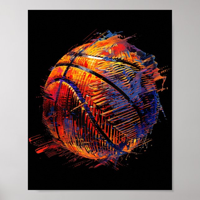 Poster Bola de Desenho de Cabelo de Basquete P (Frente)