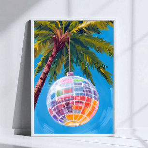 Poster Bola de Disco Arco-Íris   Pintura em Aquarela Past