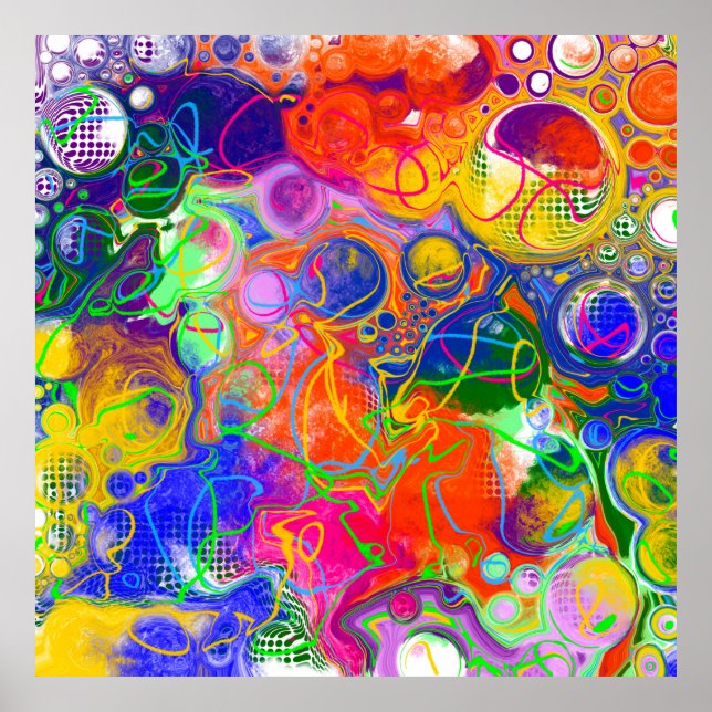 Poster Bola de Disco Eletricidade Arte Fluida (Frente)