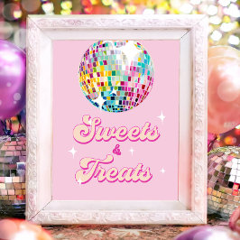 Poster Bola de Discoteca de Doces e Guloseimas Aniversári