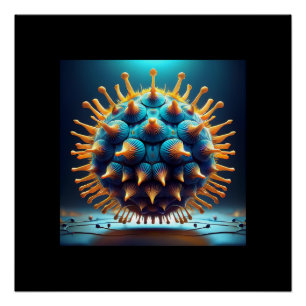 Póster Bola de Esporos Azul e Amarela