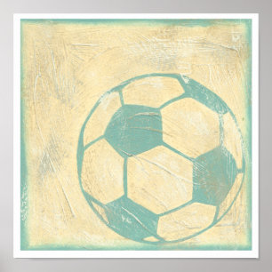 Póster Bola de Futebol Azul Pastel por Chariklia Zarris