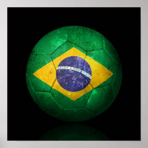 Póster Bola de futebol brasileira gasta do futebol de