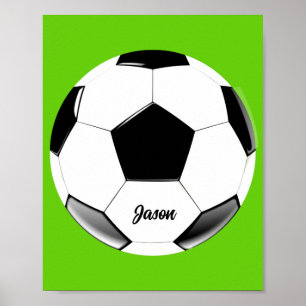 Poster Bola de futebol com Verde limão de nome