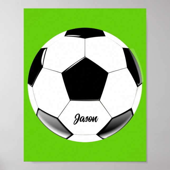 Poster Bola de futebol com Verde limão de nome (Frente)