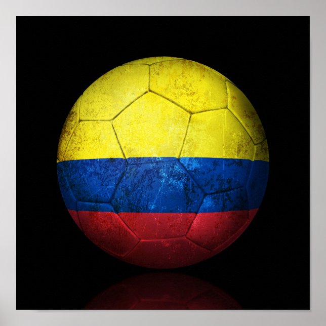 Póster Bola de Futebol de Bandeira Colombiana vestida (Frente)