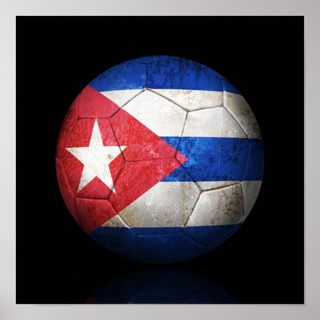 Póster Bola de Futebol de Bandeira Cubana vestida (Frente)