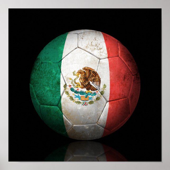Póster Bola de Futebol de Bandeira Mexicana vestida (Frente)