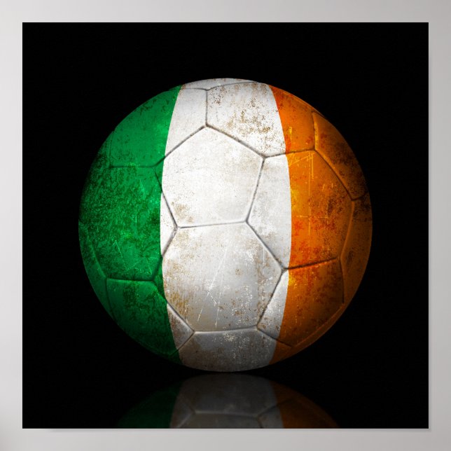 Póster Bola de Futebol de Bandeira vestida na Irlanda (Frente)