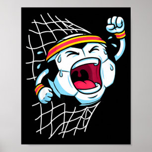 Poster Bola de Futebol de Desenho Animado Divertida Arrom