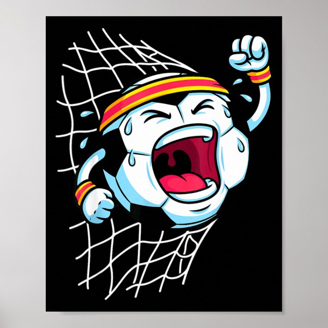 Poster Bola de Futebol de Desenho Animado Divertida Arrom (Frente)