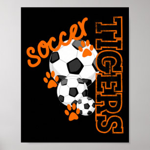 Poster Bola de Futebol de Futebol de Tigres Mascote Impre
