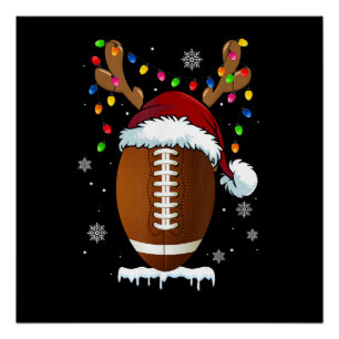 Póster Bola de Futebol de Natal Luzes do Papai Noel Engra