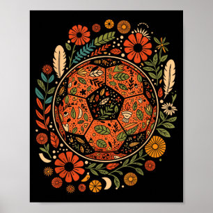 Poster Bola de Futebol Flor Boho