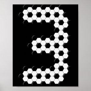 Poster Bola de Futebol Número 3 Meninos Crianças 3 Anos d