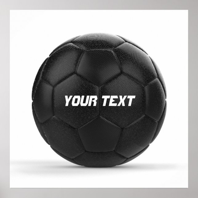 Póster Bola de Futebol Preta Personalizada (Frente)