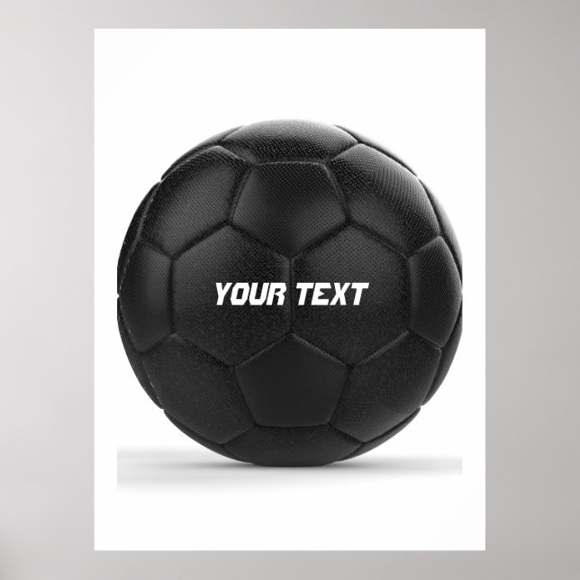 Poster Bola de Futebol Preta Personalizada Moderna (Frente)