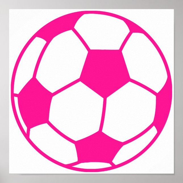 Póster Bola de Futebol Rosa Quente (Frente)