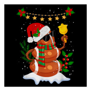 Póster Bola de futebol Snowman Santa Hat Feliz Natal