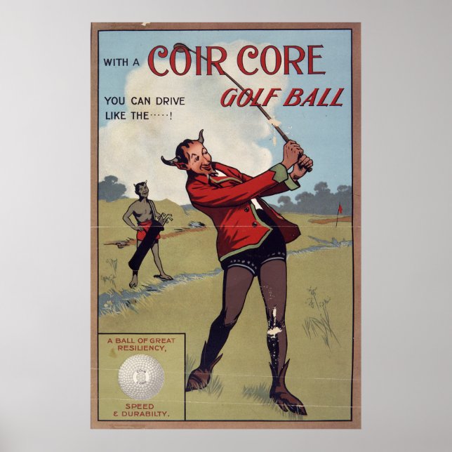Poster Bola de golfe do núcleo do Coir, 1907 (Frente)