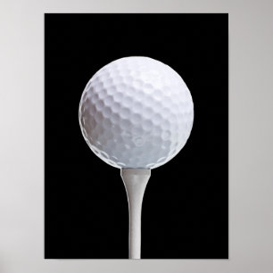 Póster Bola de golfe & T no preto - modelo personalizado