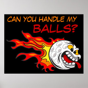 Poster Bola de Golfe Voando em Chamas com uma citação eng