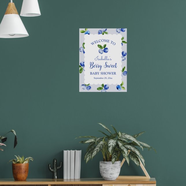 Poster Bola de Mirtilo Doce Bem-vindo ao Chá de Bebê Meni (Sala de Estar 1)