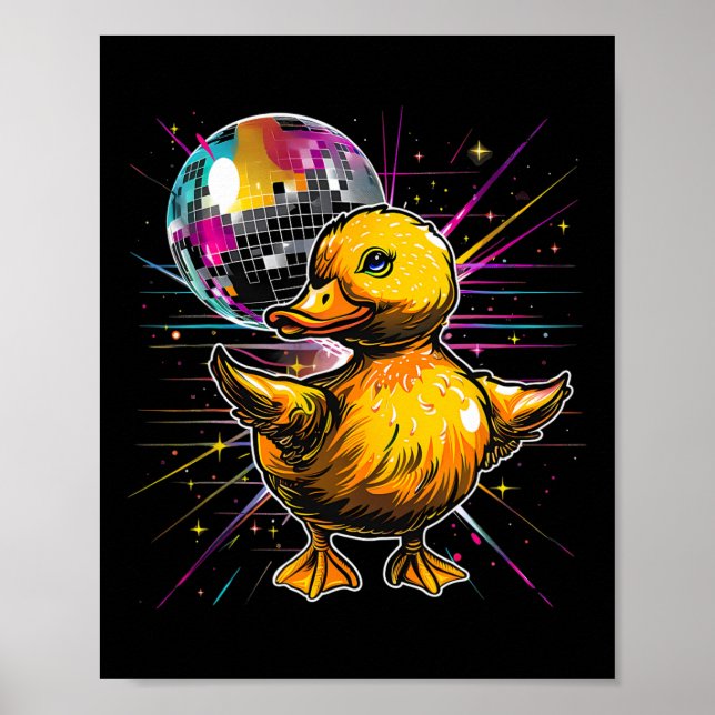Poster Bola de música Disco Dançando Disco com Pato de Bo (Frente)